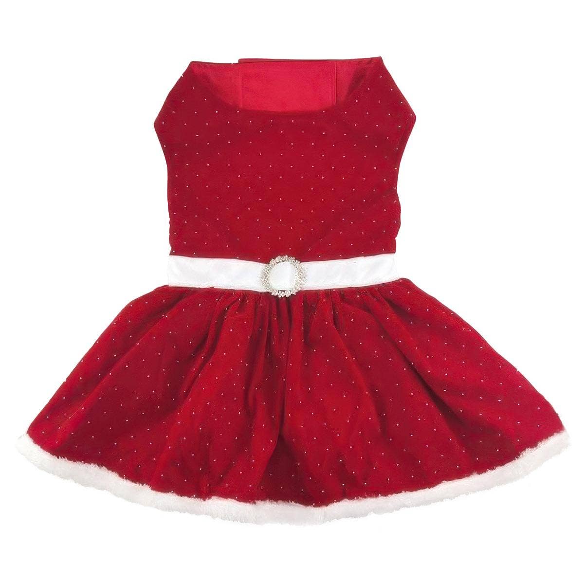 Red Velvet Sparkle Harness Dress with Leash