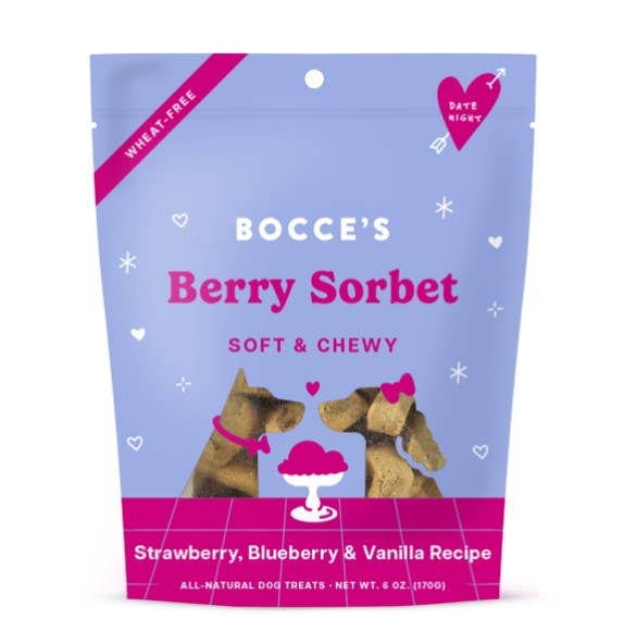 Bocce's Bakery Date Night Berry Sorbet Soft & Chewy Dog Treat