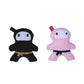 Juego de regalo de peluche para perro Ninja rosa y negro (2 piezas)