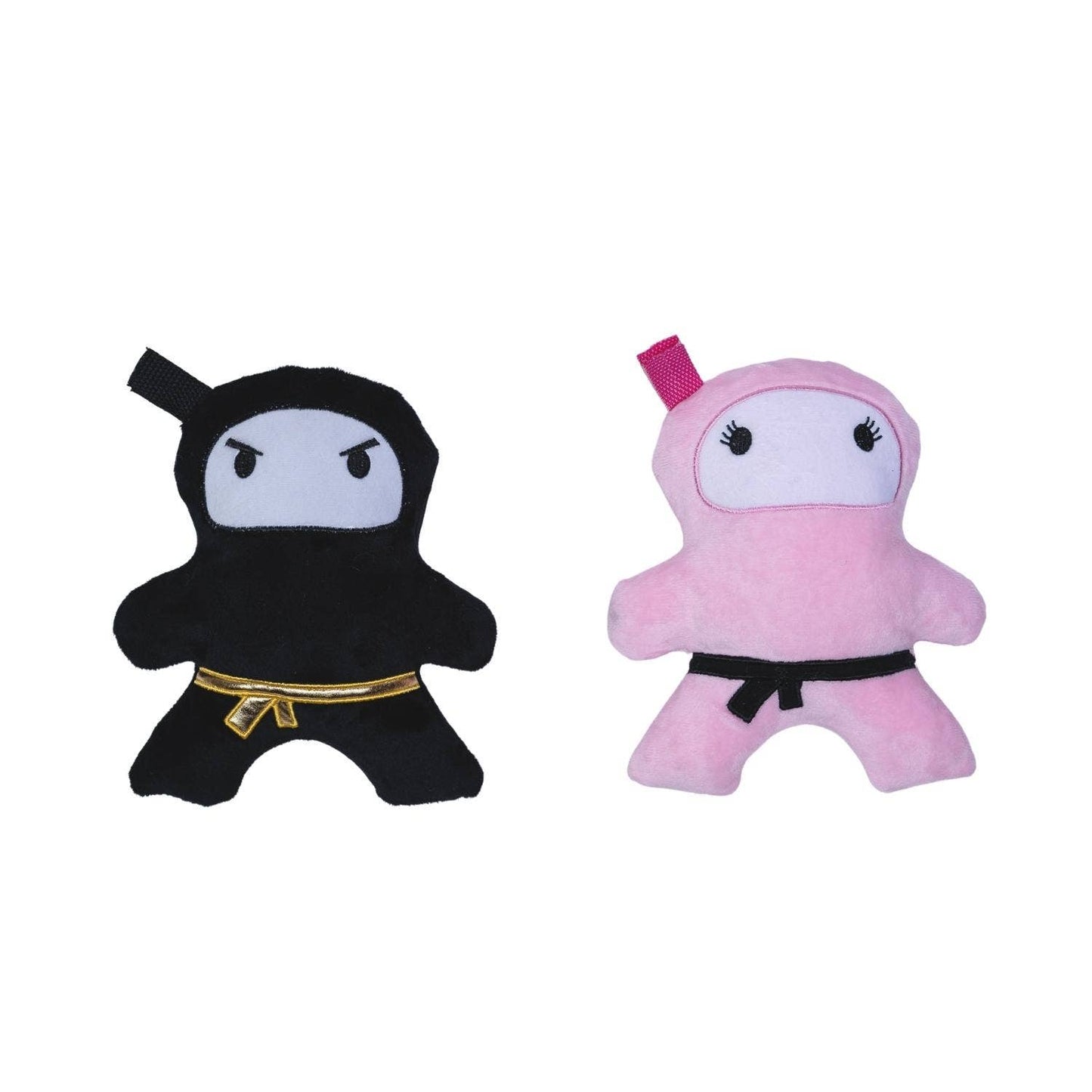 Juego de regalo de peluche para perro Ninja rosa y negro (2 piezas)