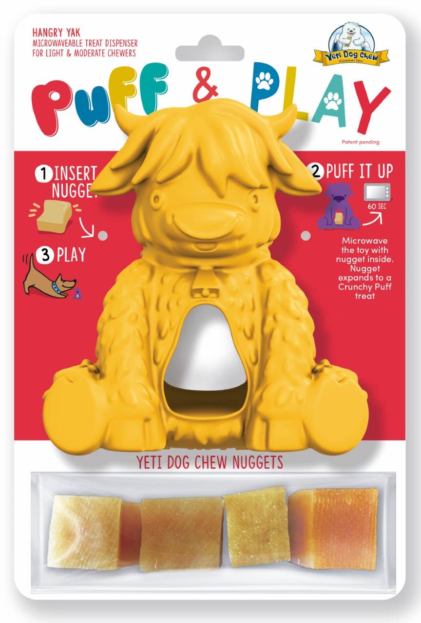 Yak Puff and Play Dog Chew Toy Treat Dispenser
