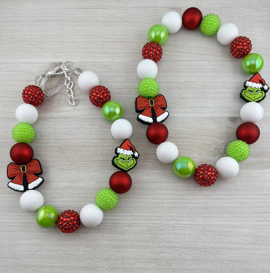 Grinch & Bow Dog Necklace - Assorted Styles