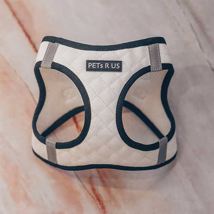 Step-In Dog Harness, Quilted Vegan Leather, White