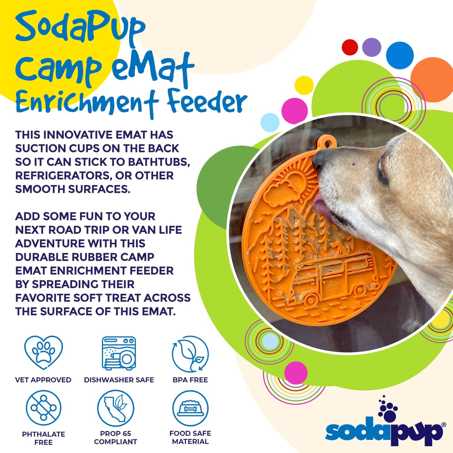 Camp eMat Enrichment Lick Mat With Suction Cups: Orange Camp E-Mat