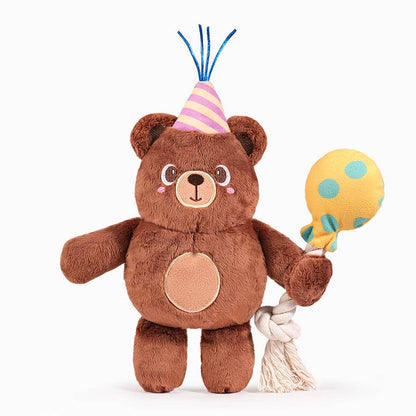Party Bear Plush Dog Toy