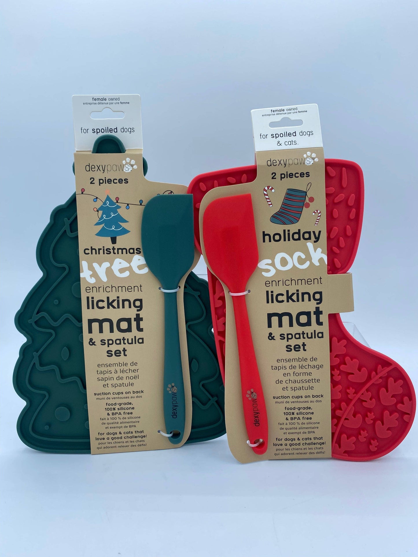 Christmas Tree Enrichment Lick Mat with Silicone Spatula