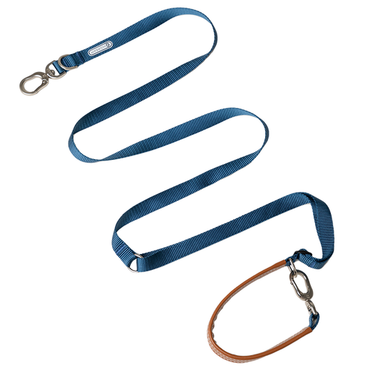 3 Way Adjustable Nylon Leather Leash - Navy