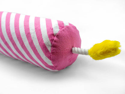 Birthday Candle Plush Dog Toy with Rope 16" - Assorted Colors