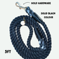 Black Dog Rope Dog Lead Gold Hardware