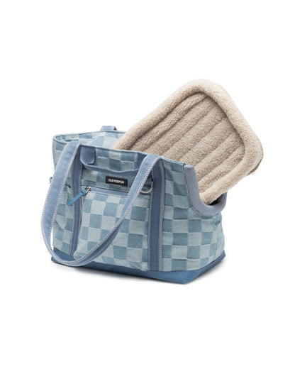Denim Check Transit Tote Dog Carrier - Small