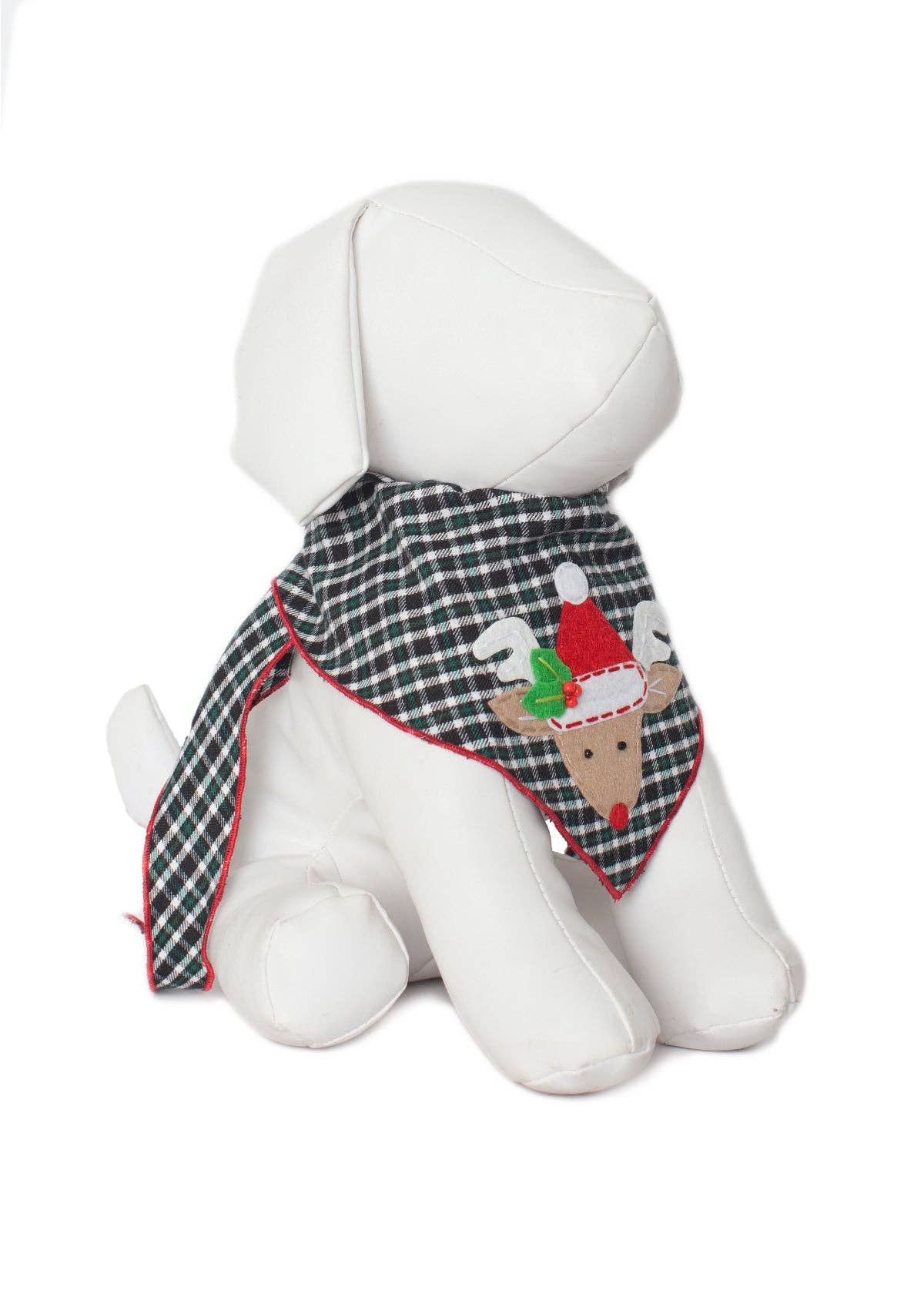Red Nosed Reindeer Black Plaid Bandana