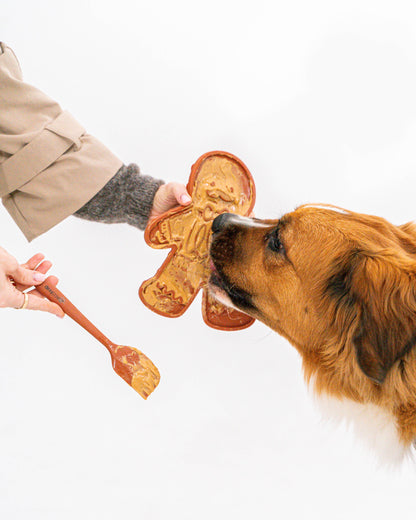 Juego de tapete y espátula para lamer con forma de hombre de jengibre