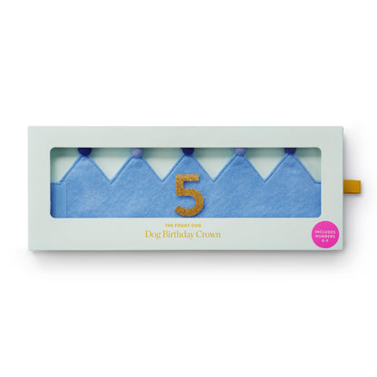 Light Blue Dog Birthday Crown + Numbers Set