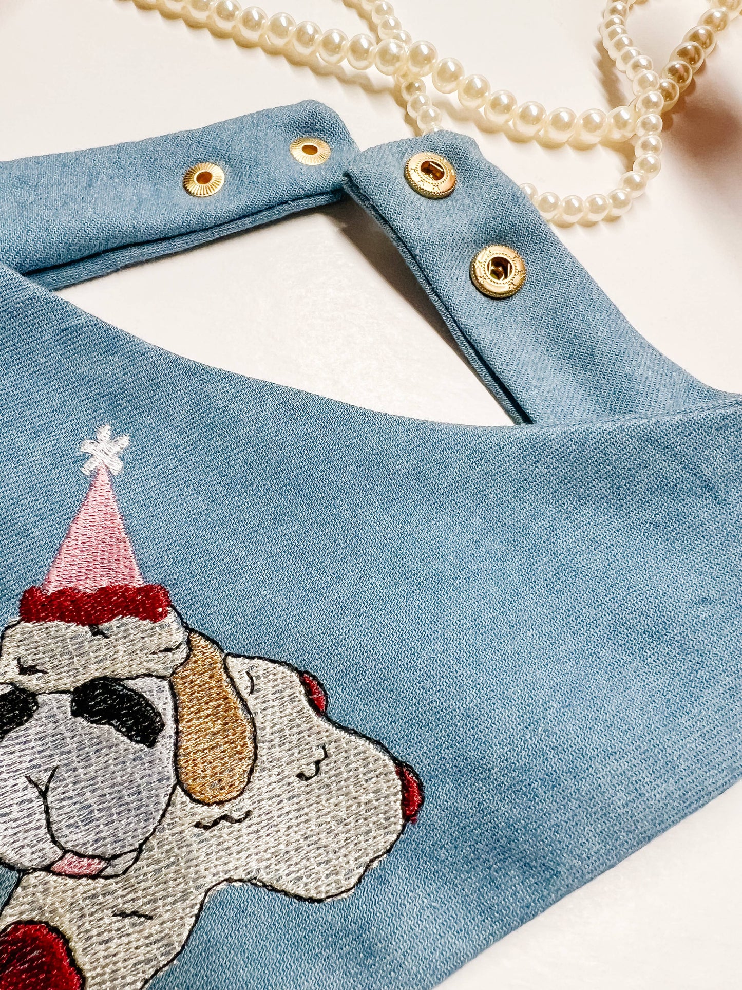 Party Lamb Embroidery Denim Dog Bandana