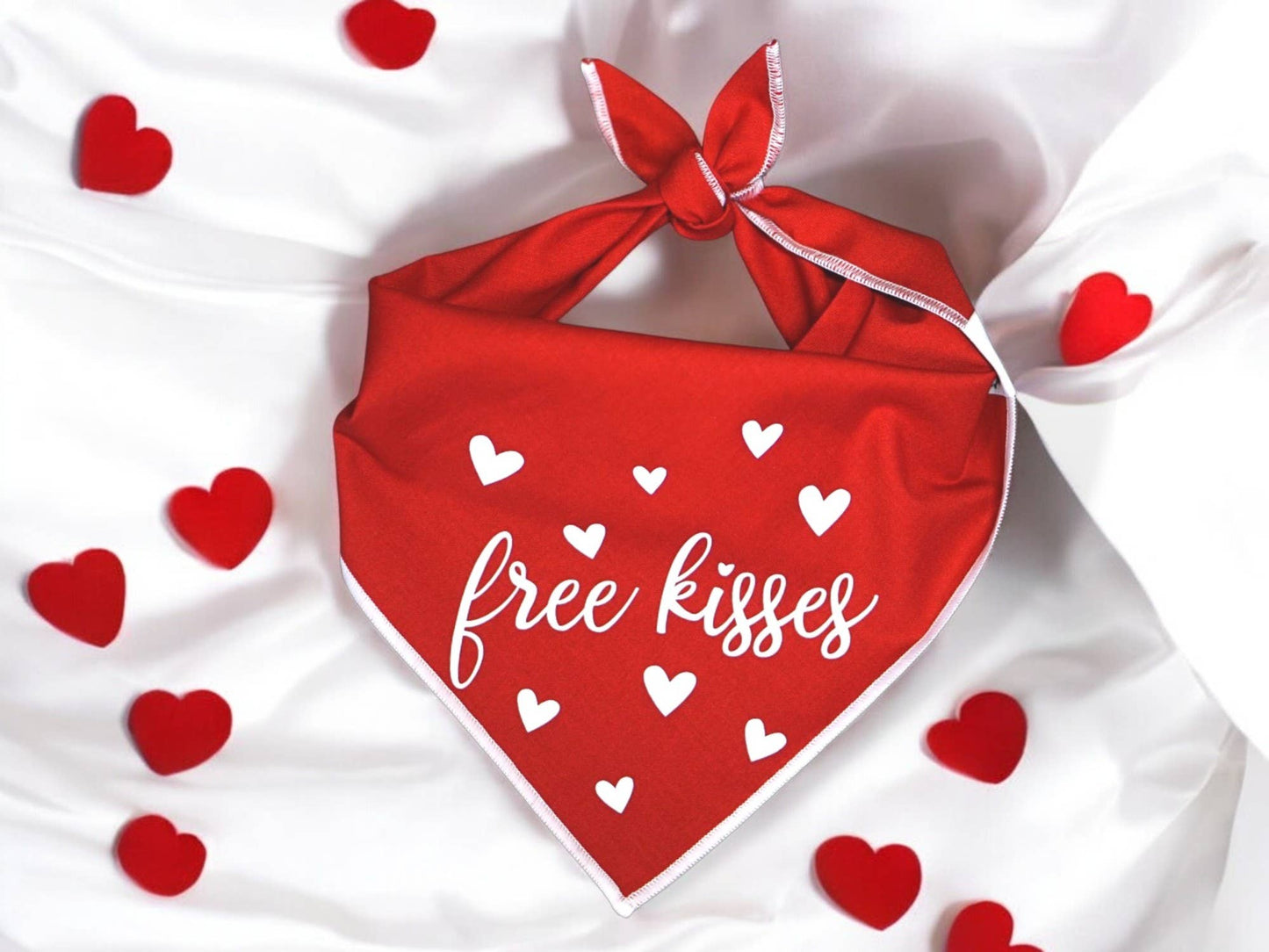 "Free Kisses" Valentine's Day Dog Bandana