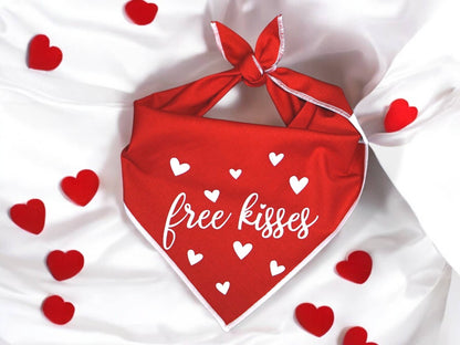 "Free Kisses" Valentine's Day Dog Bandana