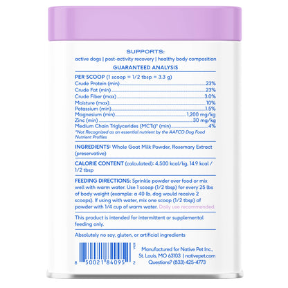 Goat Milk Powder Recovery & Energy Support for Active Dogs: 7 oz