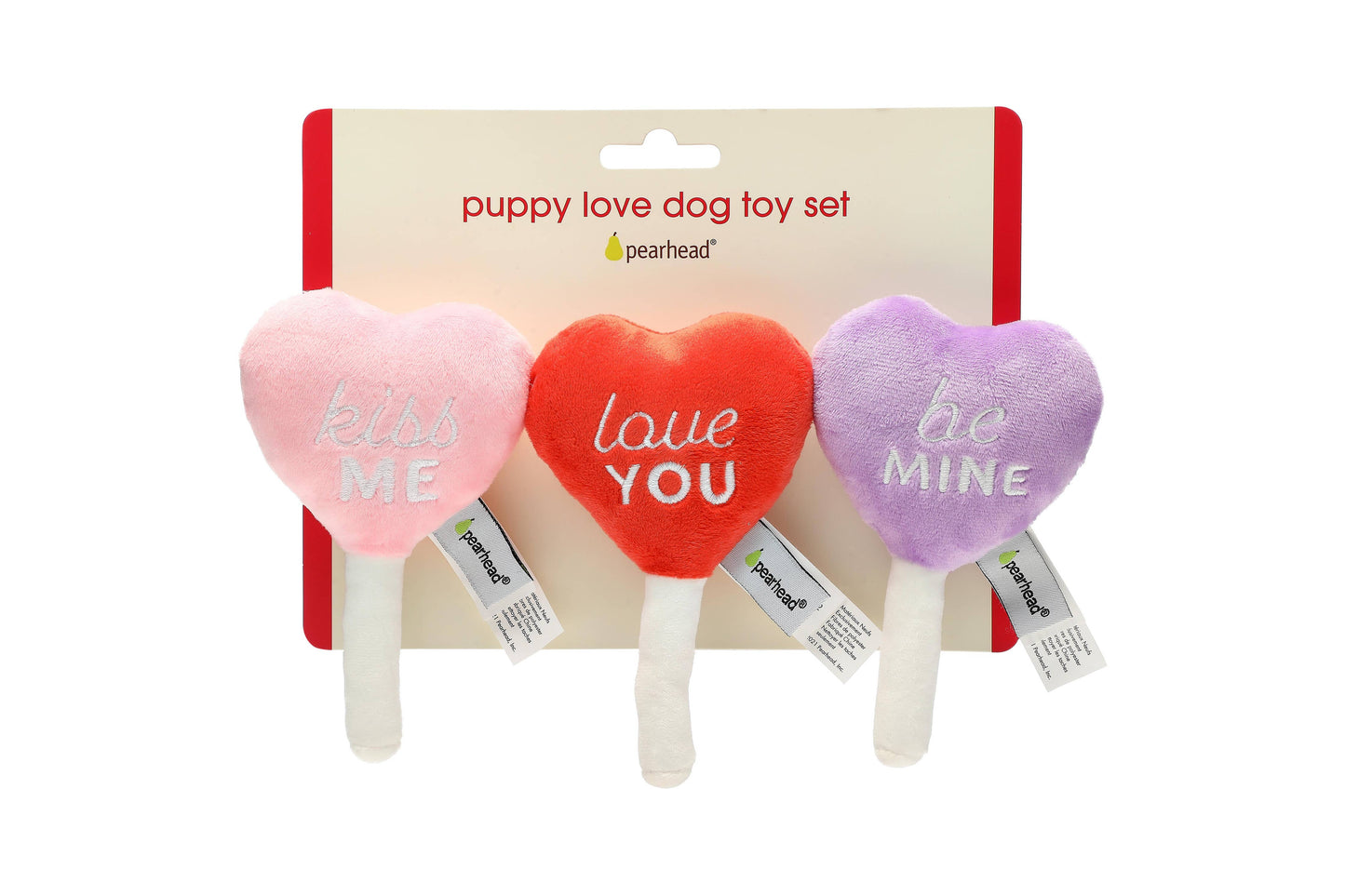 Conversation Hearts Dog Toys, Set of 3