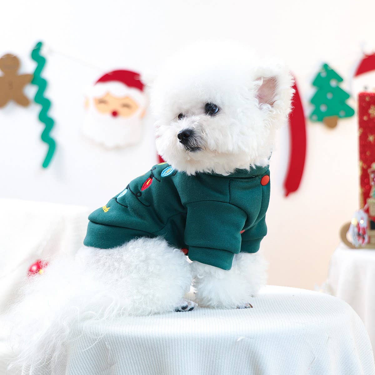 Christmas String Lights Dog Fleece Hoodie