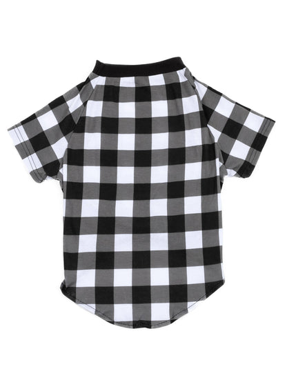 Dog Cotton Black & White Plaid Pajamas