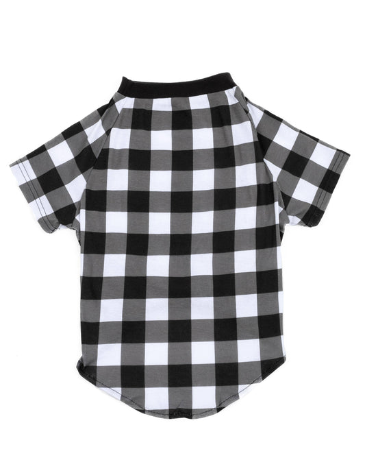 Dog Cotton Black & White Plaid Pajamas