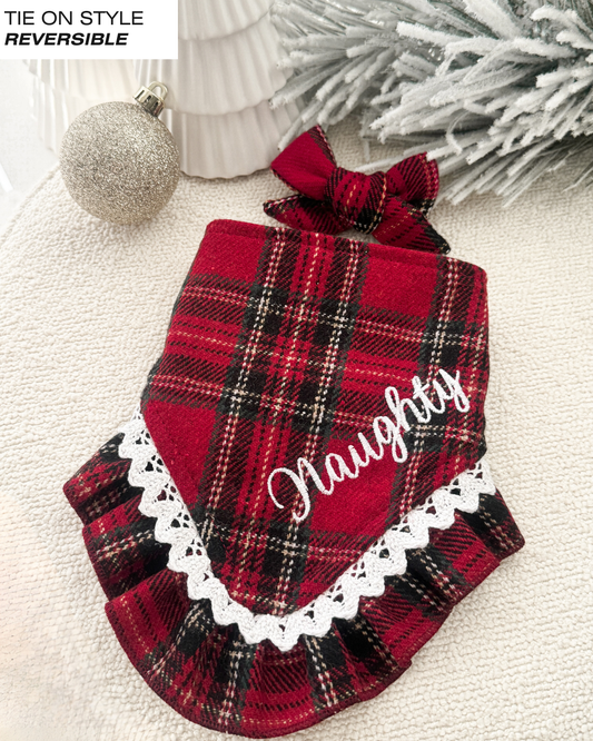 Naughty or Nice Reversible Christmas Dog Bandana