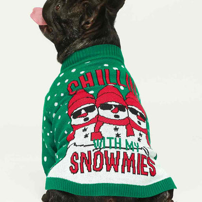 Chillin with My Snowmies Ugly Christmas Dog Sweater