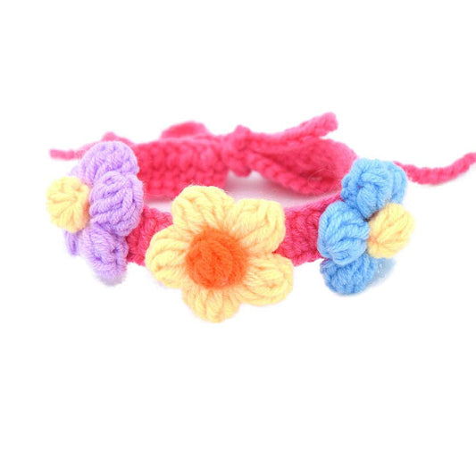 Mokka - Knit Adjustable Dog Flower Design