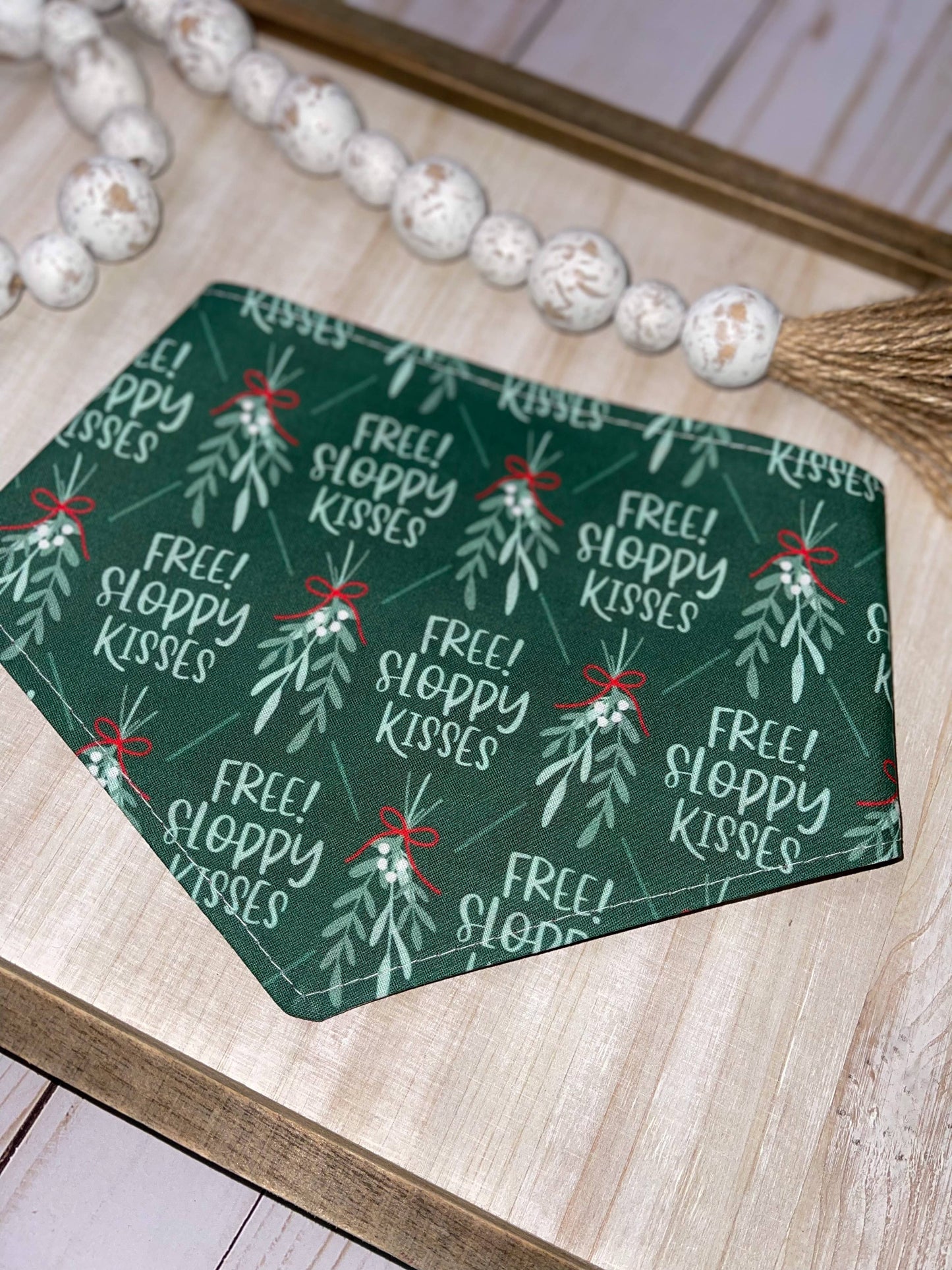 Free Sloppy Kisses Reversible Christmas Dog Bandana