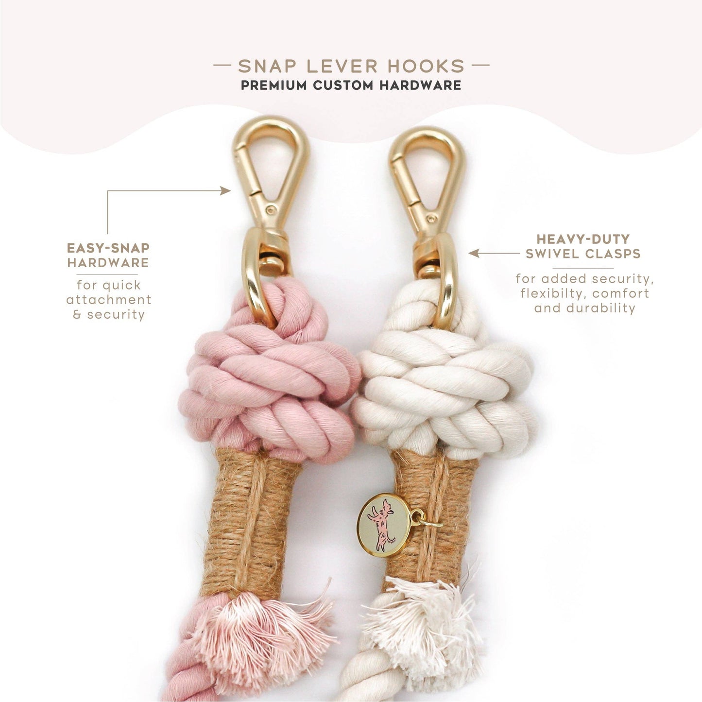 Rosy Quartz Ombre | Hands Free Rope Leash | 8ft Extra Sturdy