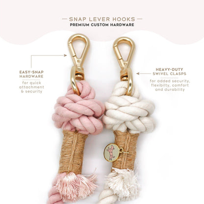 Rosy Quartz Ombre | Hands Free Rope Leash | 8ft Extra Sturdy