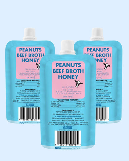 Dog Peanut Butter - 4oz Squeeze Packs Beef Broth Budder