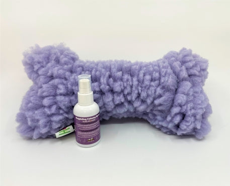 Hugglehug™ Lavender Bone & 2oz Calming Spray Set Dog Toy