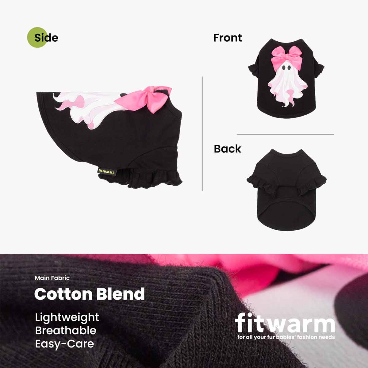 Pink Bow Ghost Dog Halloween Shirt