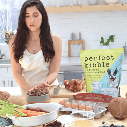 Comida para perros Perfect Kibble, deshidratada al aire: carne de res asada / Bolsa completa (3,5 lb)