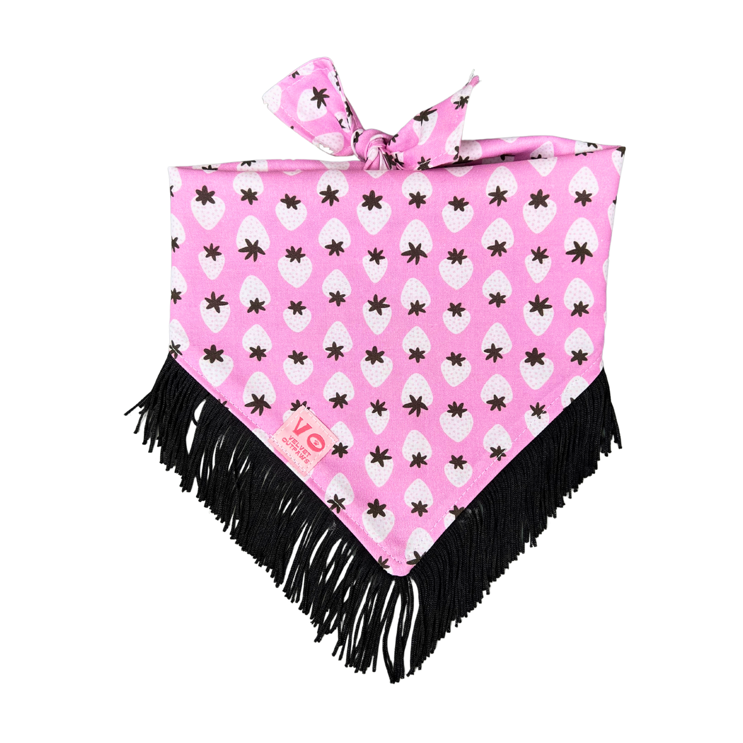 Punk Strawberry with Black Fringe Dog Bandana