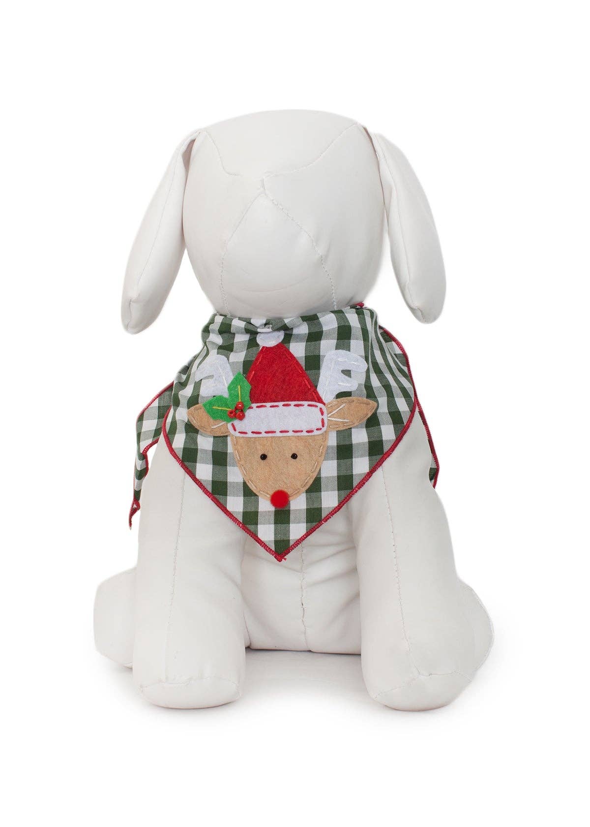 Red Nosed Reindeer Green Gingham Bandana