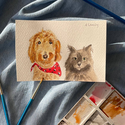 Custom Watercolor Pet Portrait - Assorted Sizes