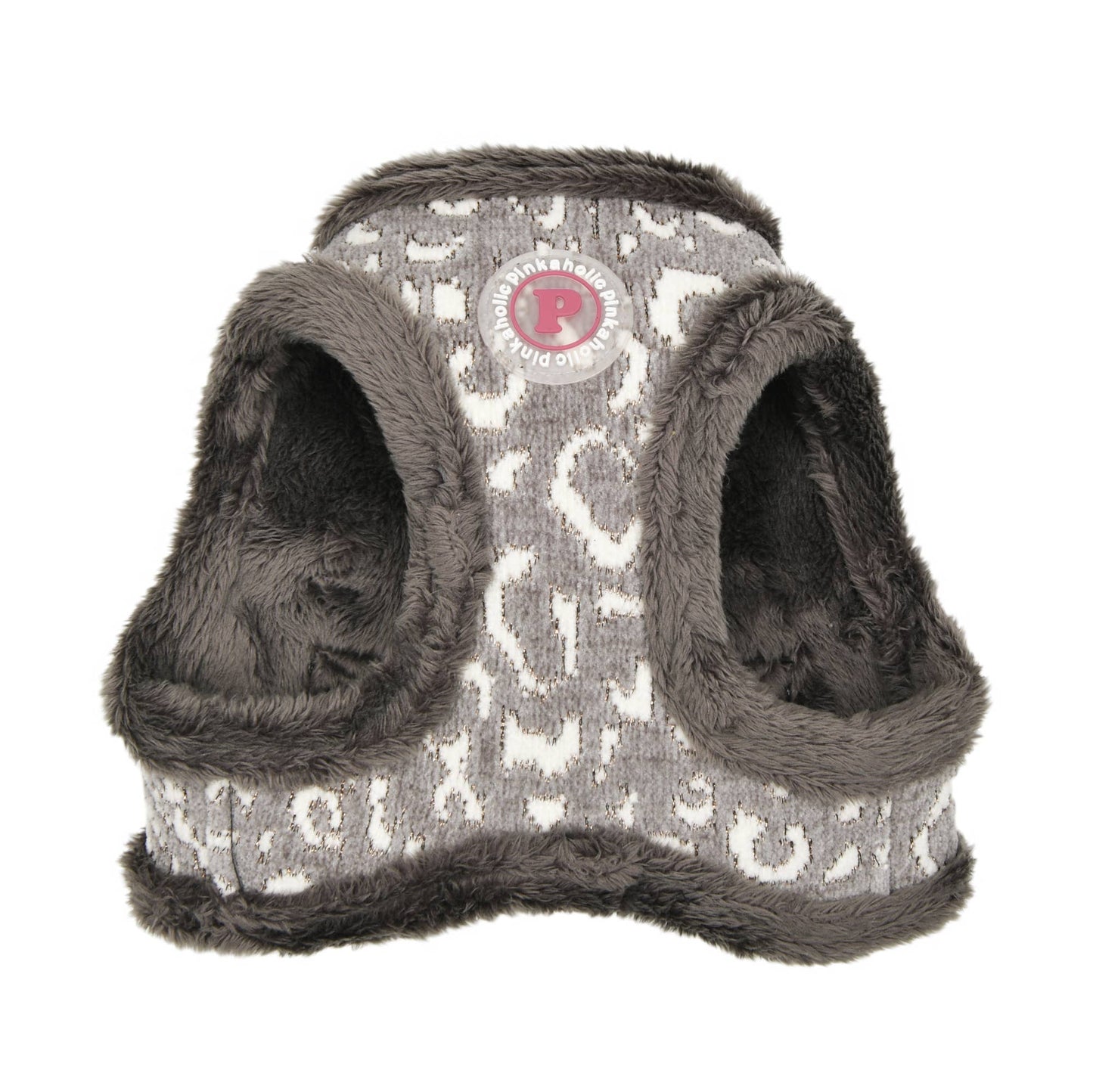 Pinkaholic Tailsy Vest Dog Harness Leopard w/ Plush Bear - Grey