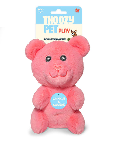 ThoozyPet Gummy Bear Plush Dog Toy Pink