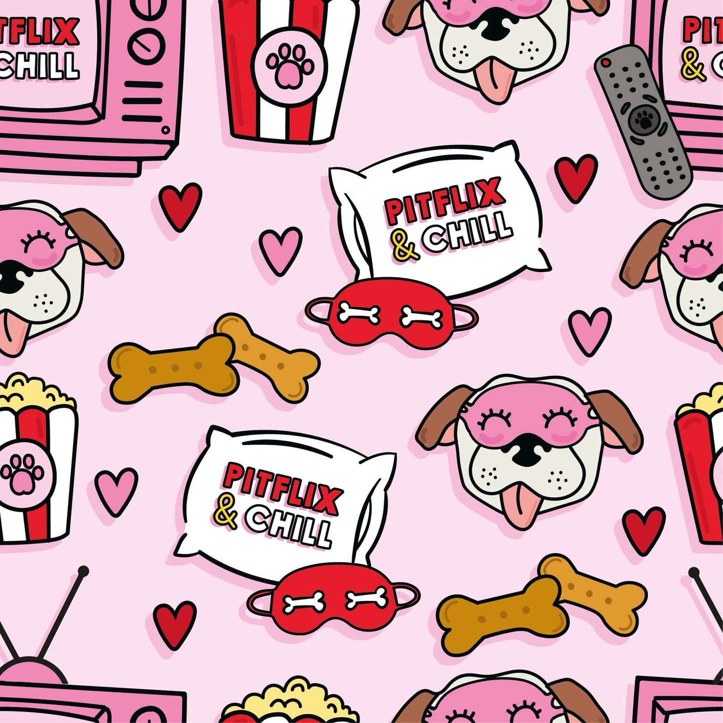 Pink 'Pitflix & Chill' Pit bull Pajamas