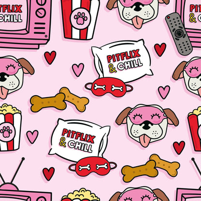 Pink 'Pitflix & Chill' Pit bull Pajamas