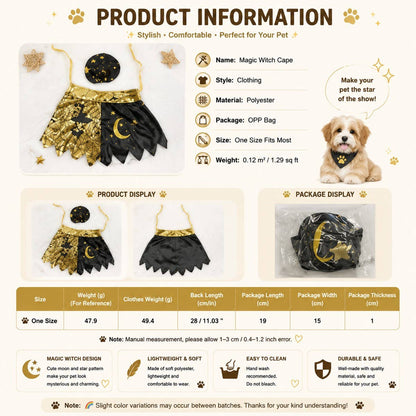 Witch Hat Cape Dog Costume