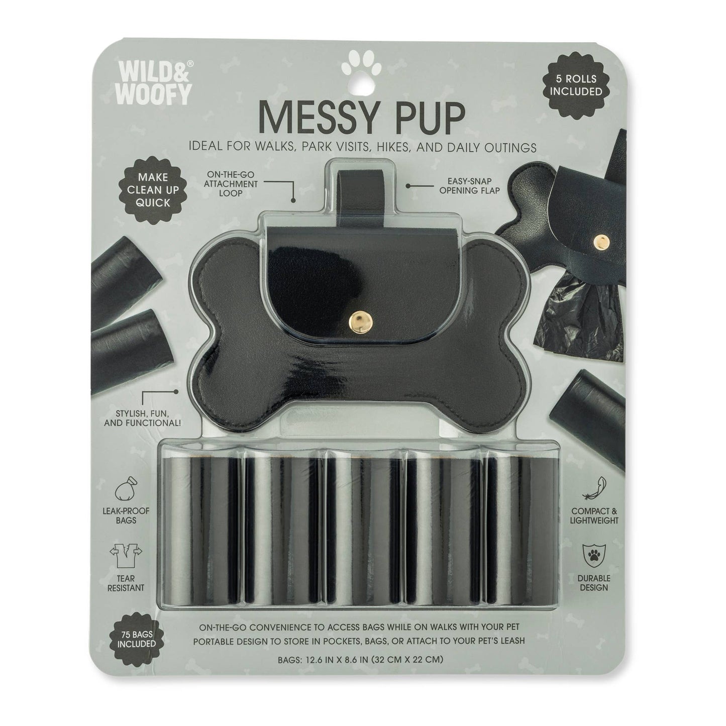 Dog Bone Waste Bag Holder-Black