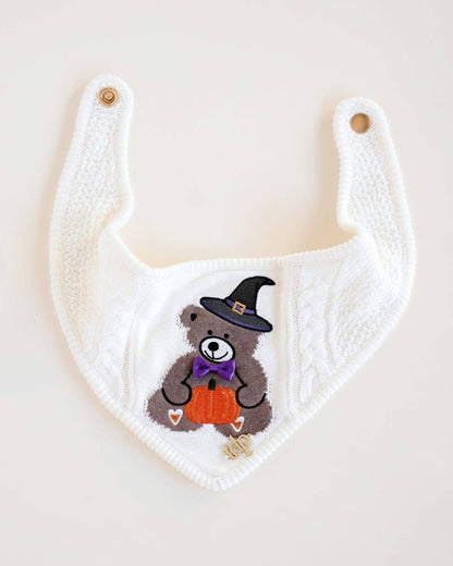 Spooky Teddy Knit Bandana with Scalloped Edge