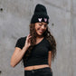 Black and Pink Beanie