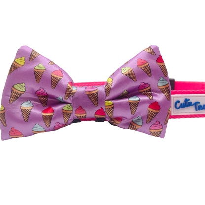 Ice Cream Cone Purple Dog Bow Tie