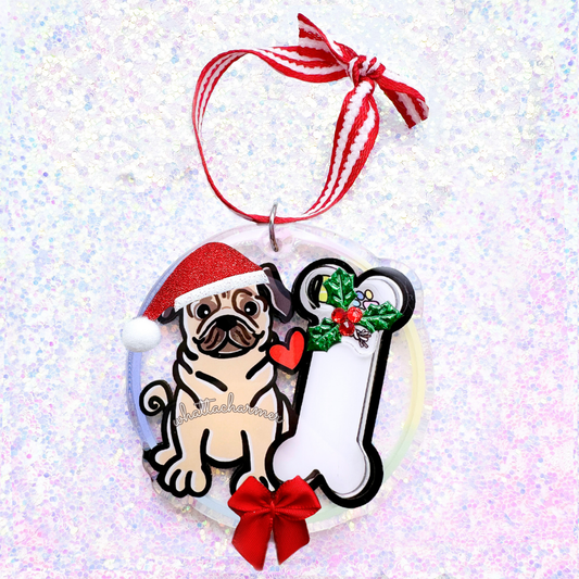 Pug Christmas Ornament, Fawn