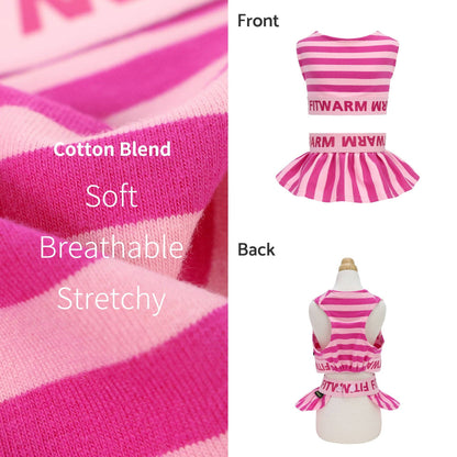 Pink Striped 2 Piece Dog Dress
