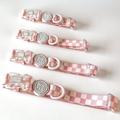 Checkerboard Dog Collar in Light Pink